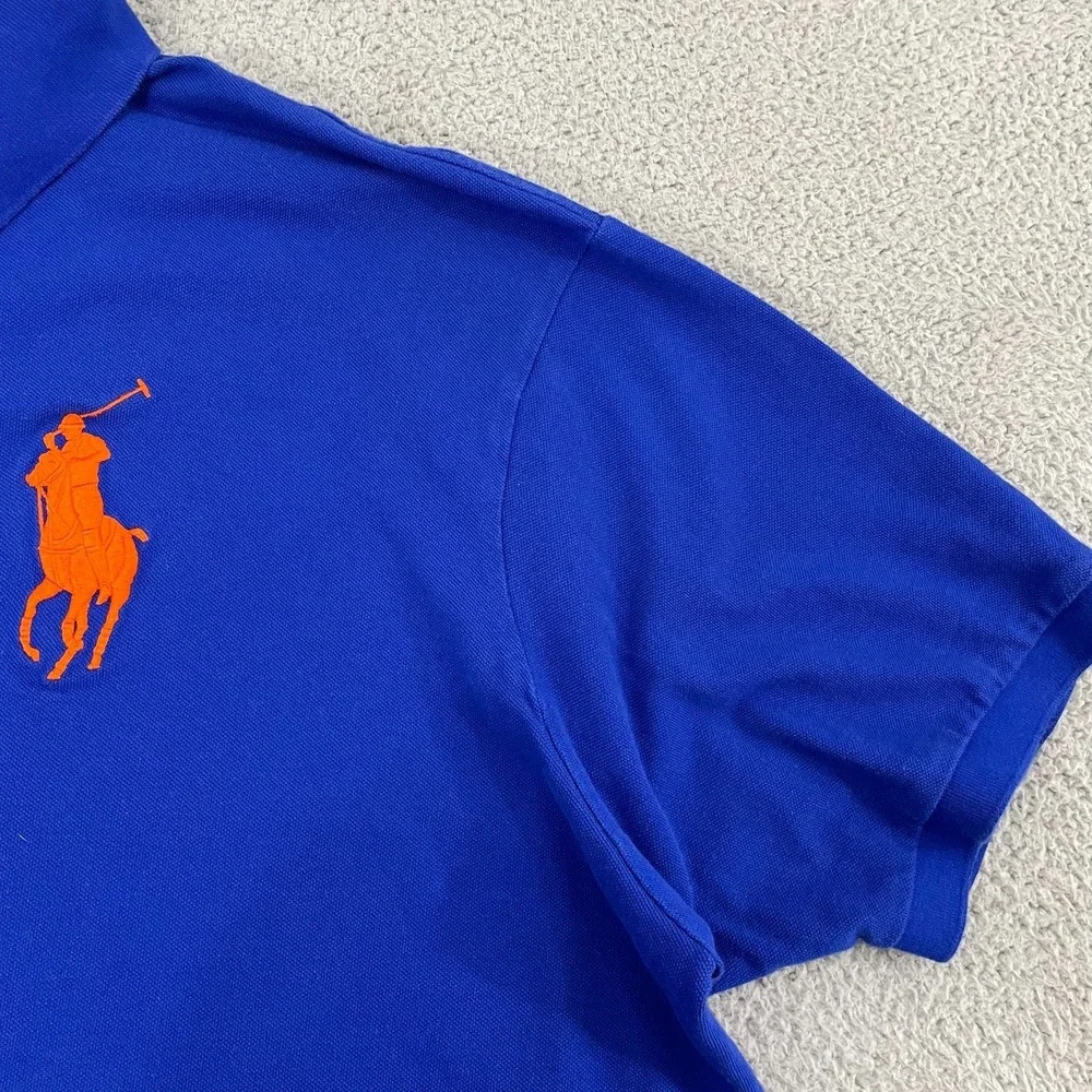 Polo Ralph Lauren Big Pony Polo Men 5XB Blue Orange Cotton 3 Short Sleeve